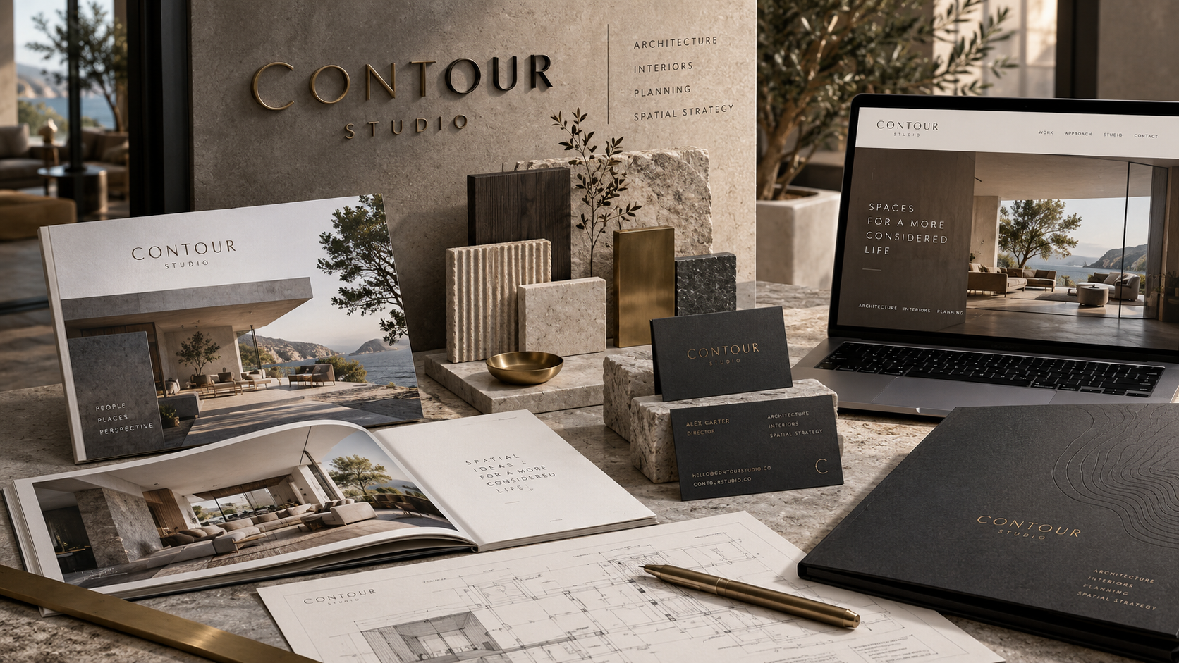 Architecture and construction style brand identity concept